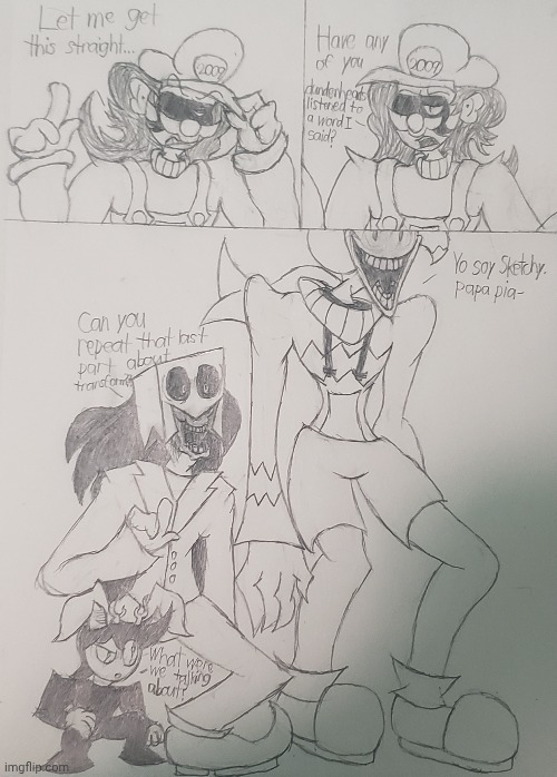 Redrew a Mario's Madness comic | image tagged in mario's madness,comic,ocs,exe,drawing | made w/ Imgflip meme maker