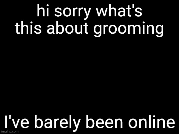 hi sorry what's this about grooming; I've barely been online | made w/ Imgflip meme maker
