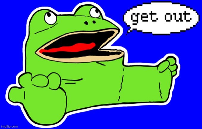 @modbot | image tagged in get out frog | made w/ Imgflip meme maker