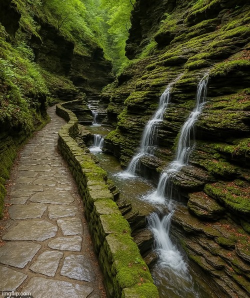 Watkins Glen State Park, New York | image tagged in real nature | made w/ Imgflip meme maker