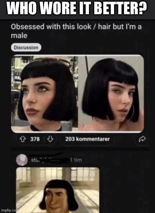 Who wore it better? | WHO WORE IT BETTER? | image tagged in who wore it better,male,hair | made w/ Imgflip meme maker