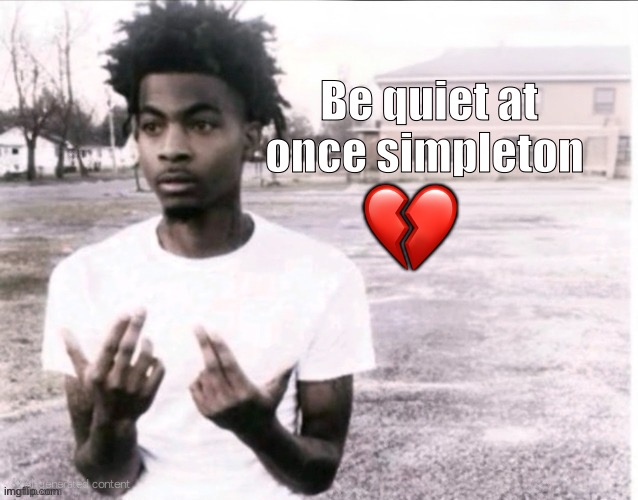 Bqaosw ? | Be quiet at once simpleton; 💔 | image tagged in sybau free | made w/ Imgflip meme maker