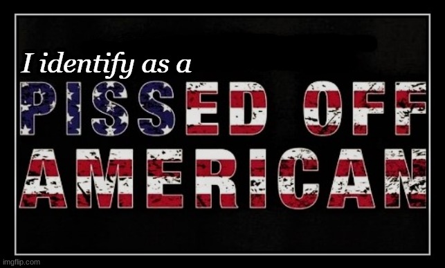 image tagged in i identify as a pissed off american | made w/ Imgflip meme maker