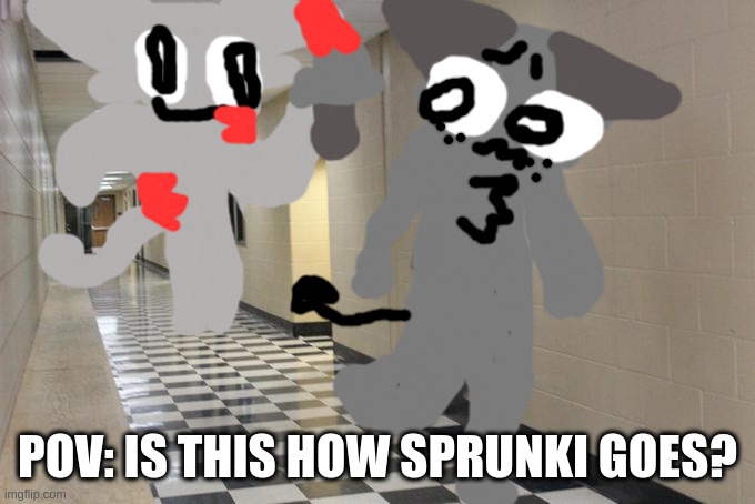 Running away from a floating black man | POV: IS THIS HOW SPRUNKI GOES? | image tagged in running away from a floating black man | made w/ Imgflip meme maker