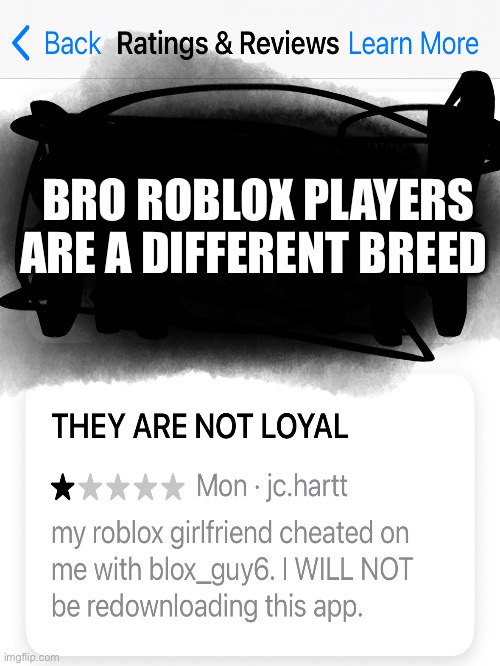 The Roblox reviews are hilarious | BRO ROBLOX PLAYERS ARE A DIFFERENT BREED | image tagged in roblox | made w/ Imgflip meme maker