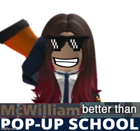 The creator says | image tagged in mc and william,creator,cara dev | made w/ Imgflip meme maker