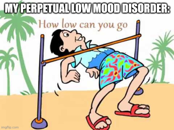 how low can you go | MY PERPETUAL LOW MOOD DISORDER: | image tagged in how low can you go | made w/ Imgflip meme maker