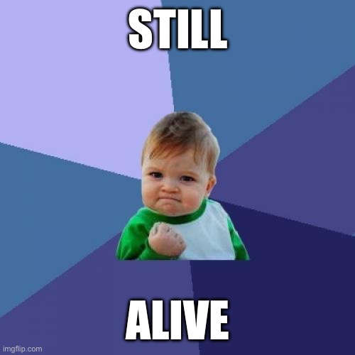 Success Kid | STILL; ALIVE | image tagged in memes,success kid | made w/ Imgflip meme maker