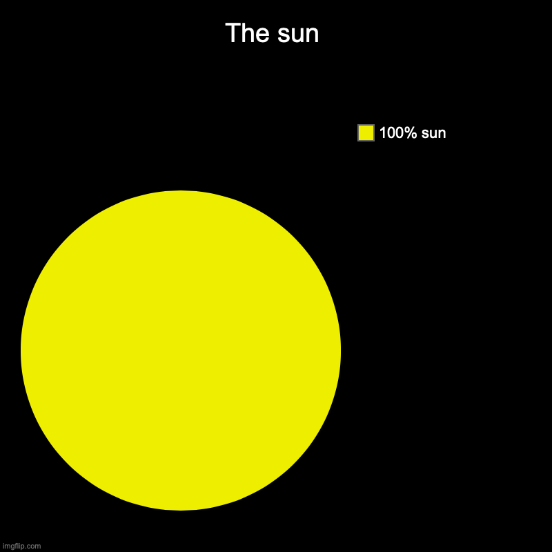 The sun | 100% sun | image tagged in charts,pie charts | made w/ Imgflip chart maker