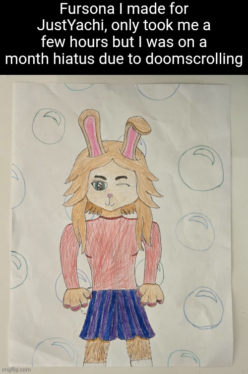 *-* | Fursona I made for JustYachi, only took me a few hours but I was on a month hiatus due to doomscrolling | image tagged in drawing,furry,imgflip,memes,msmg,art | made w/ Imgflip meme maker