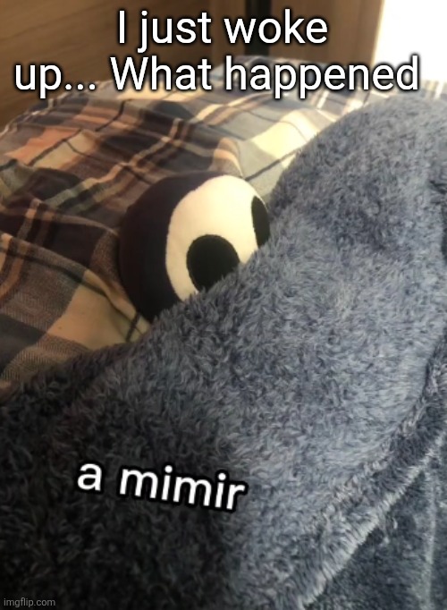 a mimir | I just woke up... What happened | image tagged in a mimir | made w/ Imgflip meme maker