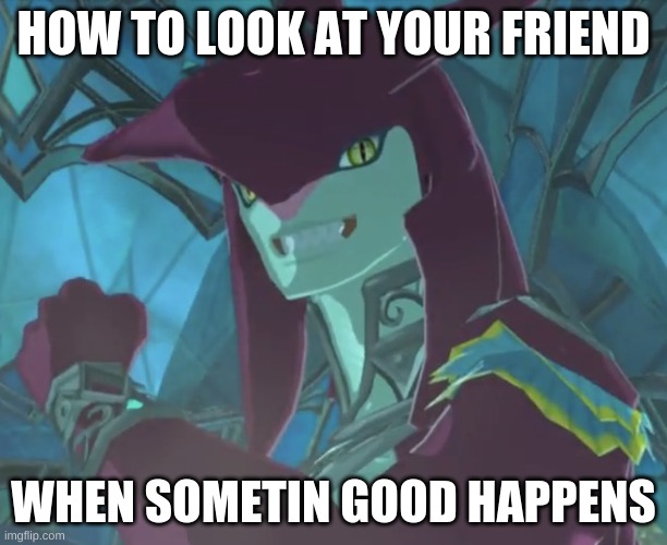 Prince Sidon | HOW TO LOOK AT YOUR FRIEND; WHEN SOMETIN GOOD HAPPENS | image tagged in prince sidon,i hope its relatable,why are you reading this | made w/ Imgflip meme maker