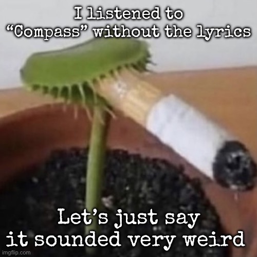 plant weeds | I listened to “Compass” without the lyrics; Let’s just say it sounded very weird | image tagged in plant weeds,msmg | made w/ Imgflip meme maker
