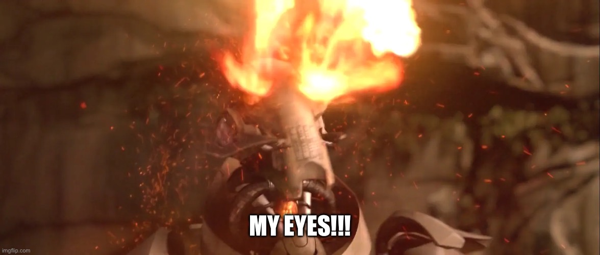 GENERAL GRIEVOUS EYES BURNING | MY EYES!!! | image tagged in general grievous eyes burning | made w/ Imgflip meme maker