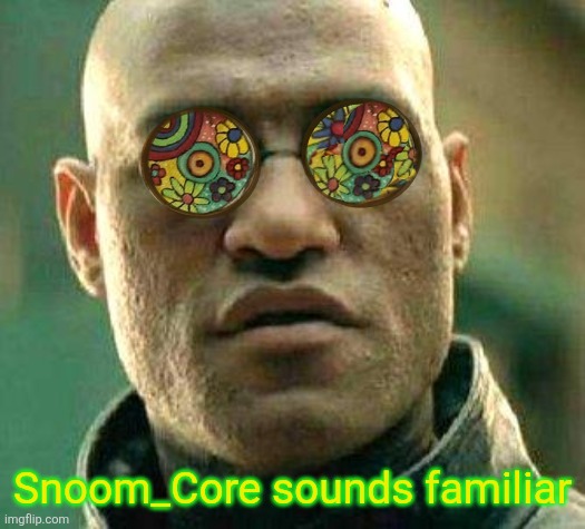 Acid kicks in Morpheus | Snoom_Core sounds familiar | image tagged in acid kicks in morpheus | made w/ Imgflip meme maker