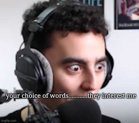 martincitopants shocked | your choice of words............they interest me | image tagged in martincitopants shocked | made w/ Imgflip meme maker