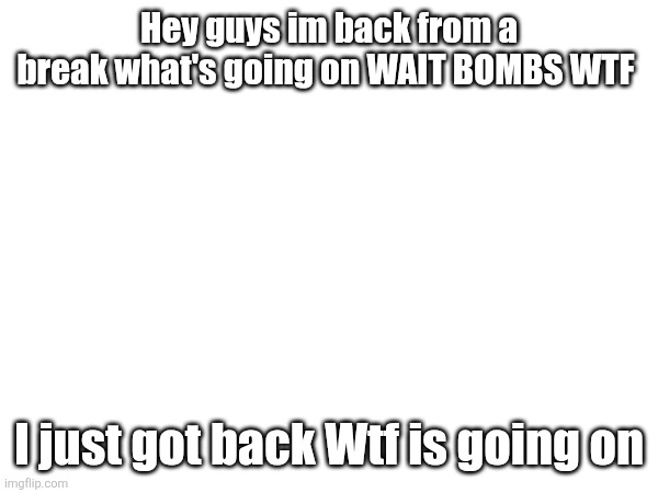 Sorry no sans  sans is uh respawning | Hey guys im back from a break what's going on WAIT BOMBS WTF; I just got back Wtf is going on | made w/ Imgflip meme maker