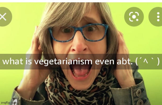 brr brr kataping brr brr kataping | what is vegetarianism even abt. (´ﾍ｀) | image tagged in vegan teacher | made w/ Imgflip meme maker