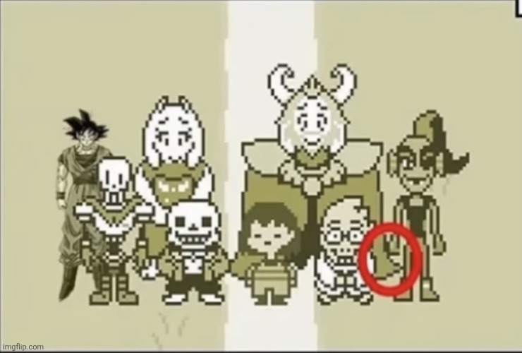 Easter egg i found, there's a taco bell logo made in the circle with asgore, undyne, and alphys in it. | made w/ Imgflip meme maker