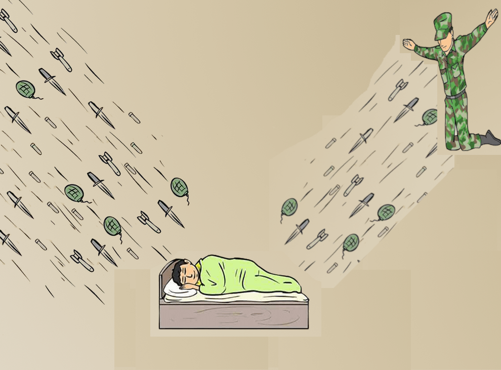 Soldier attacking and not protecting Blank Meme Template