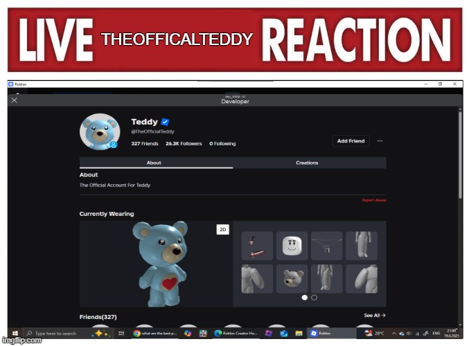 Live reaction | THEOFFICALTEDDY; oh no | image tagged in live reaction | made w/ Imgflip meme maker