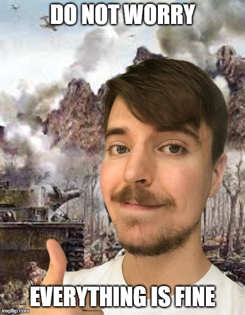 mrbeast im fine | DO NOT WORRY; EVERYTHING IS FINE | image tagged in mrbeast im fine | made w/ Imgflip meme maker