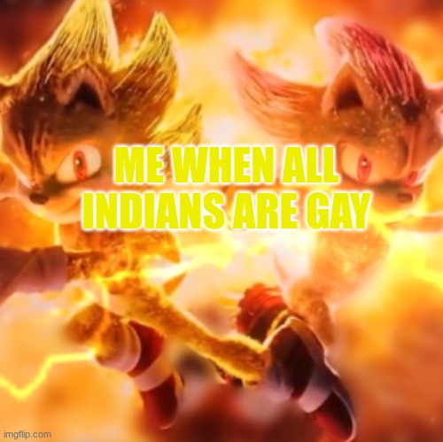 super sonic and shadow | ME WHEN ALL INDIANS ARE GAY | image tagged in super sonic and shadow | made w/ Imgflip meme maker