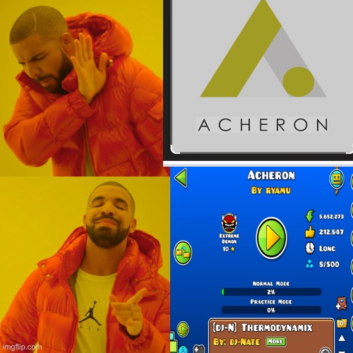 [Insert <<Tidal<< (>>Wave>>)] | image tagged in drake hotline bling,geometry dash | made w/ Imgflip meme maker