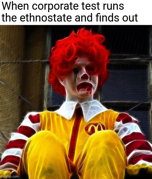 When corporate test runs the ethnostate and finds out | image tagged in mcdonalds | made w/ Imgflip meme maker