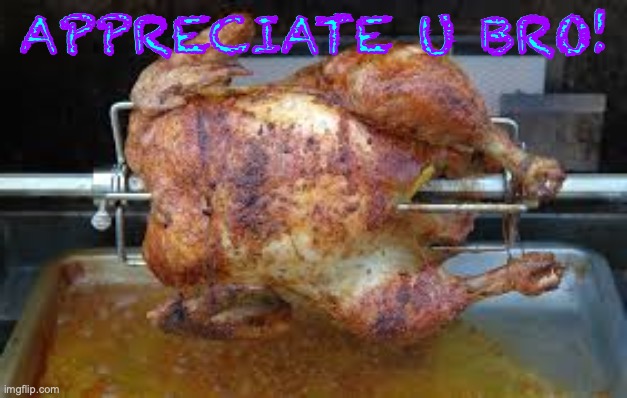 Roast Chicken | APPRECIATE U BRO! | image tagged in roast chicken | made w/ Imgflip meme maker
