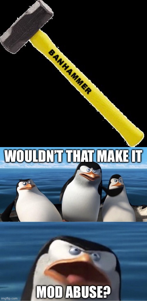 WOULDN’T THAT MAKE IT MOD ABUSE? | image tagged in ban hammer,wouldn't that make you | made w/ Imgflip meme maker