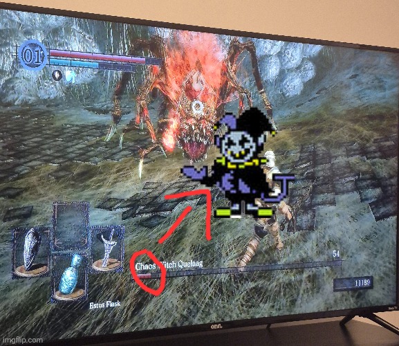 Chaos, chaos! | image tagged in dark souls,jevil,chaos | made w/ Imgflip meme maker