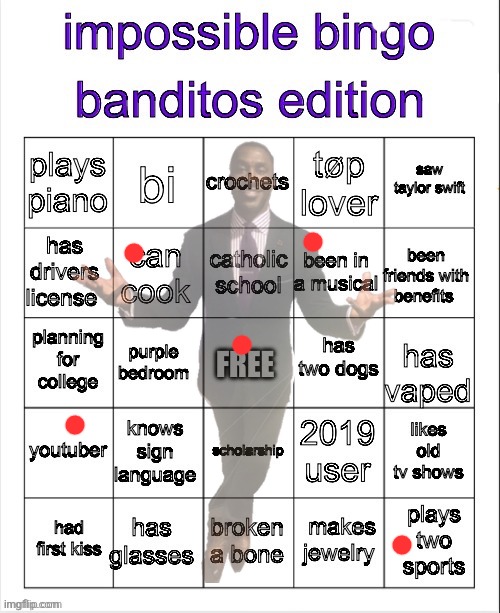 banditos impossible bingo 3 | image tagged in banditos impossible bingo 3 | made w/ Imgflip meme maker