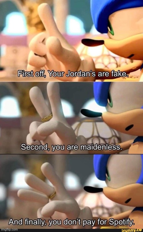 Your Jordans are fake Sonic | image tagged in your jordans are fake sonic | made w/ Imgflip meme maker