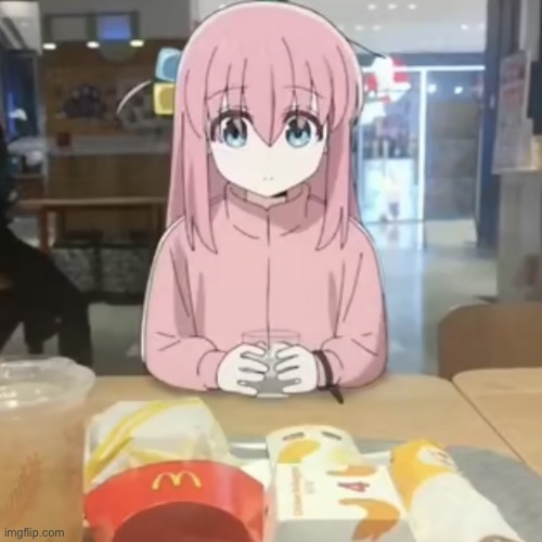 Bocchi at mc Donalds | image tagged in bocchi at mc donalds | made w/ Imgflip meme maker