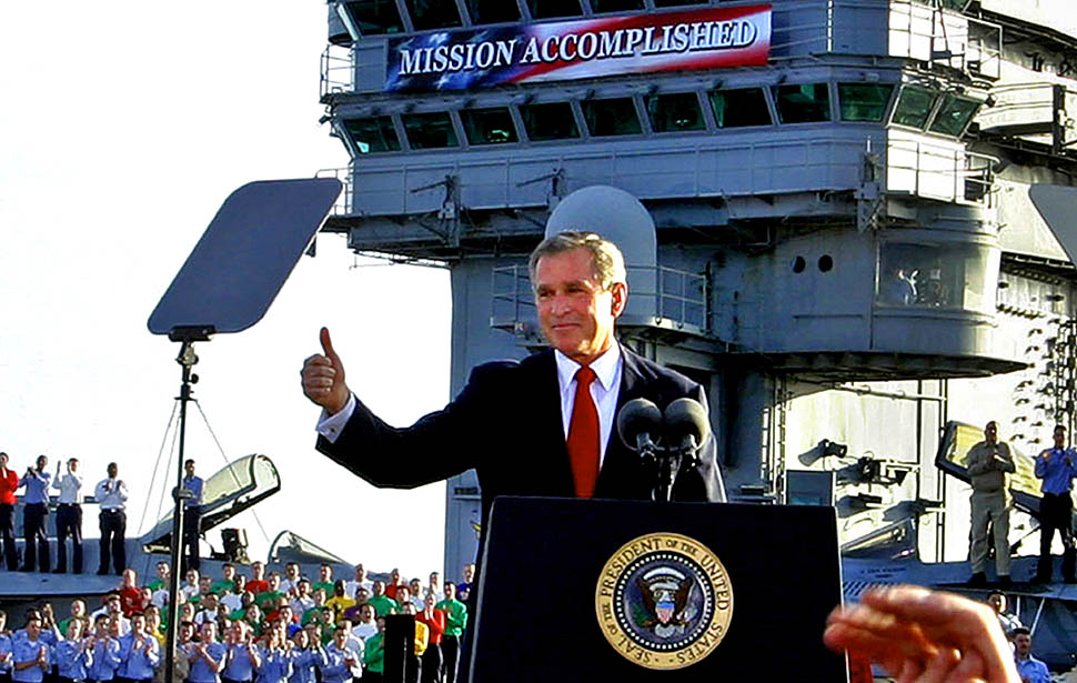 Bush 6 weeks into the Iraq War. It went on for 8 more years. Blank Meme Template
