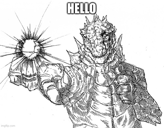 Godzilla Hollow Purple | HELLO | image tagged in godzilla hollow purple | made w/ Imgflip meme maker