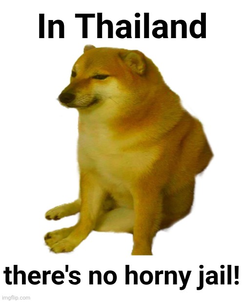 Cheems | In Thailand there's no horny jail! | image tagged in cheems | made w/ Imgflip meme maker