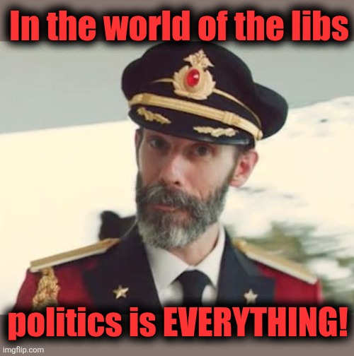 Captain Obvious | In the world of the libs politics is EVERYTHING! | image tagged in captain obvious | made w/ Imgflip meme maker