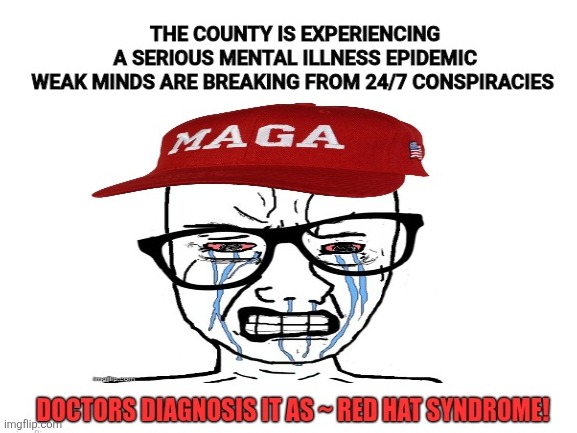 Red Hat Madness | image tagged in donald trump,maga,disease,make america great again,cult | made w/ Imgflip meme maker