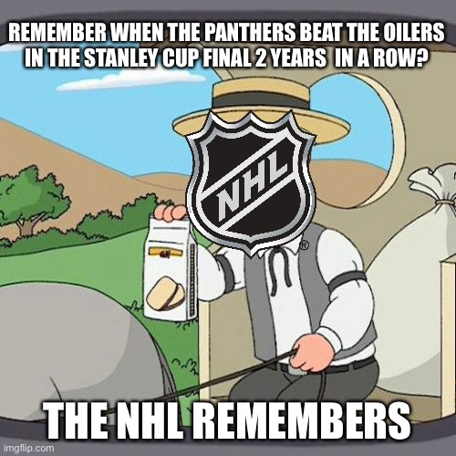 Just Embarrassing | REMEMBER WHEN THE PANTHERS BEAT THE OILERS IN THE STANLEY CUP FINAL 2 YEARS  IN A ROW? THE NHL REMEMBERS | image tagged in memes,pepperidge farm remembers,nhl | made w/ Imgflip meme maker