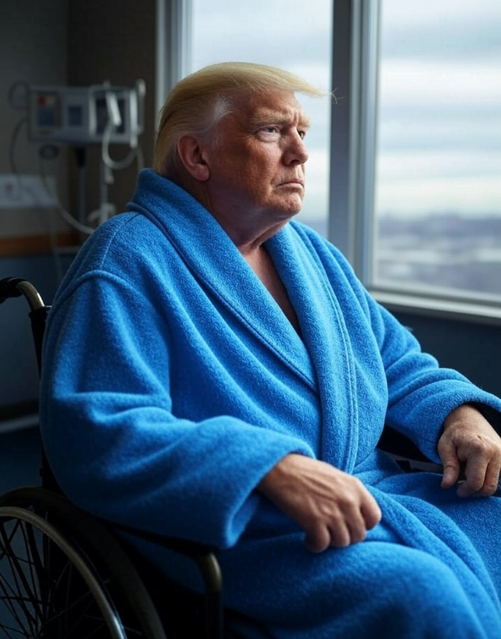 Donald Trump bathrobe wheelchair hospital dementia Blank Meme Template