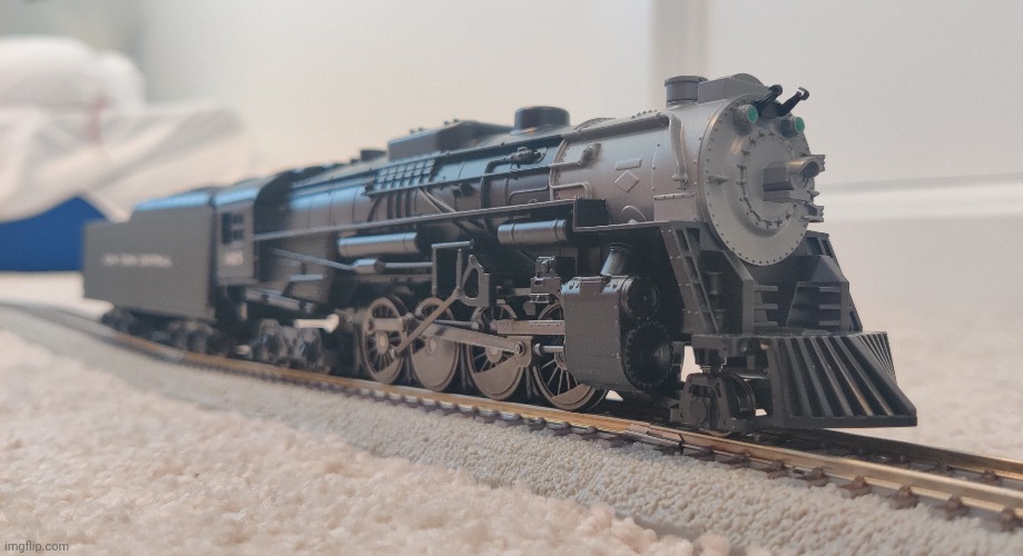 Heres a closer look at the locomotive of the set I bought, which is apparently part of a New York Central train set | made w/ Imgflip meme maker