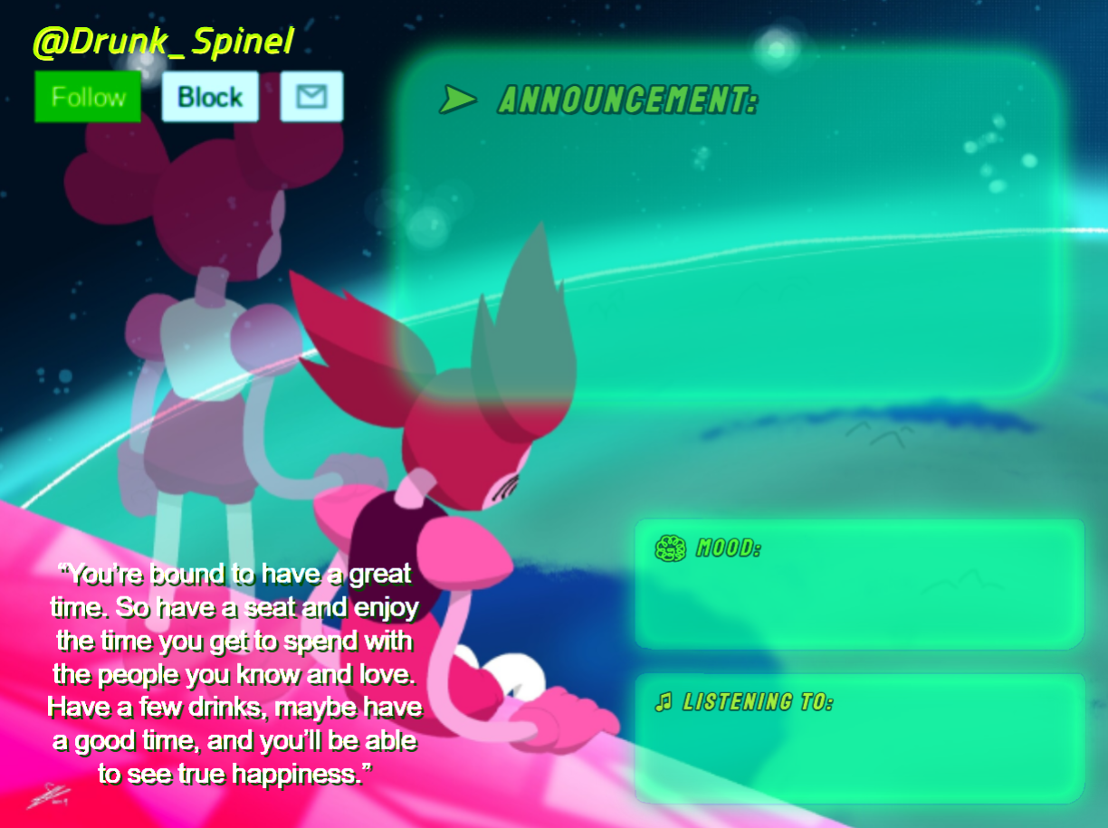 Drunk_Spinel Announcement Template (By InteractionSystem) Blank Meme Template