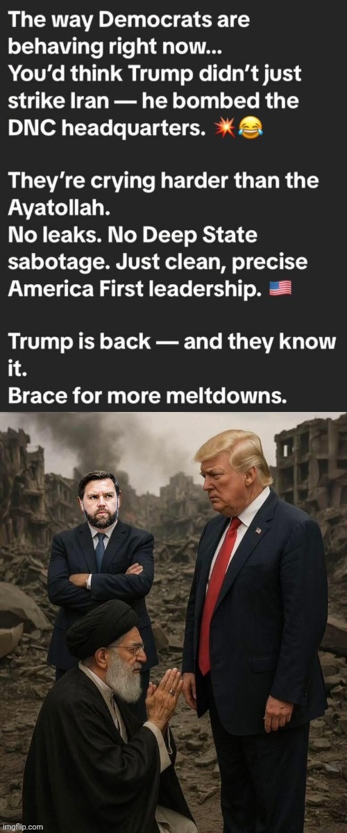 Ayatollah vs Orange man | image tagged in trump vance vs ayatollah,bomb,begging | made w/ Imgflip meme maker