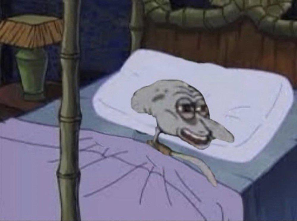 sleep deprived squidward Blank Meme Template