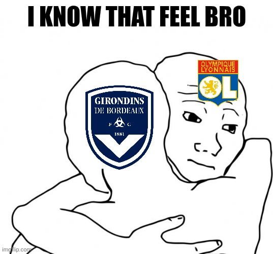 Lyon were relegated from Ligue 1 McDonald's because of €175m debt. | I KNOW THAT FEEL BRO | image tagged in memes,i know that feel bro,lyon,relegation,france,footy | made w/ Imgflip meme maker