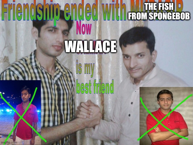 THE FISH FROM SPONGEBOB WALLACE | image tagged in friendship ended | made w/ Imgflip meme maker