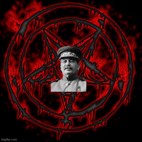 Stalin Pentagram | image tagged in stalin,pentagram,communism | made w/ Imgflip meme maker