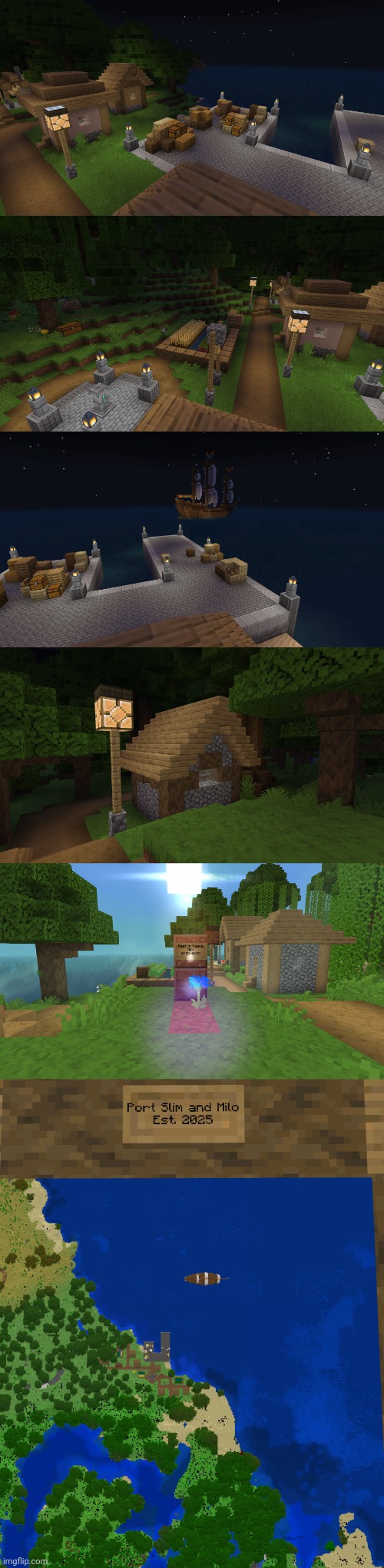 Just a small port town I made to honor slim and milo | image tagged in minecraft | made w/ Imgflip meme maker